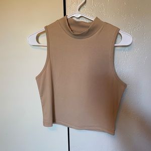 Nude turtle neck tank top